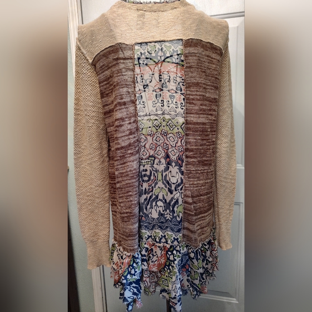 Long Sleeve Long Mixed Materials Sweater